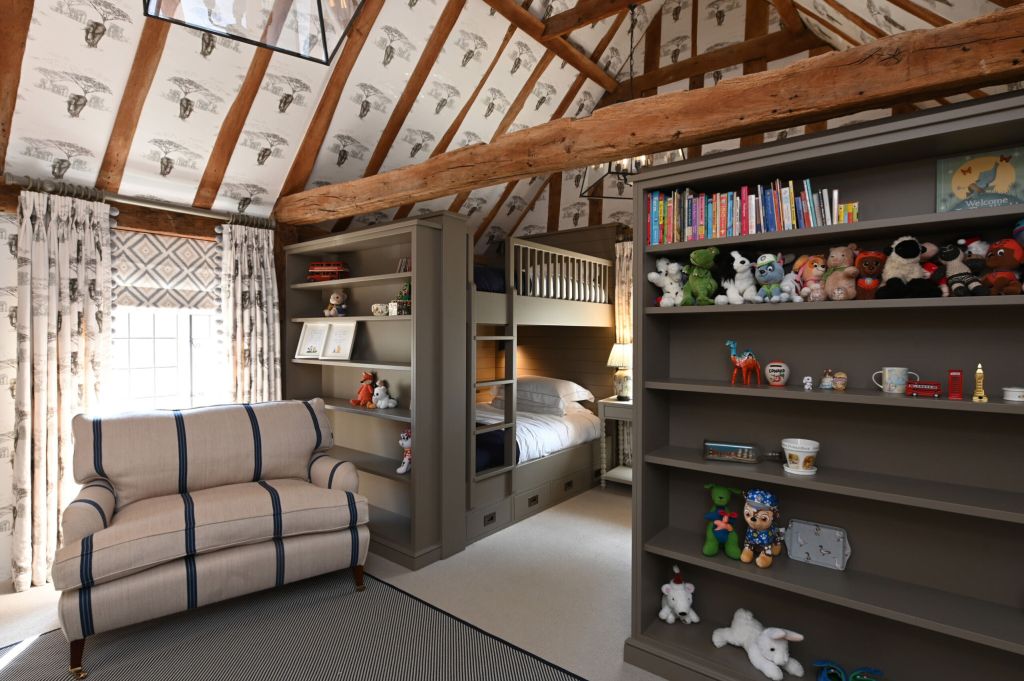 Bespoke Bunk Beds with Ladders and Shelving Units